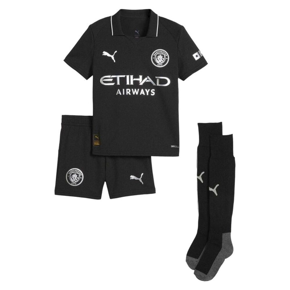 Manchester City FC Childrens/Kids 25/26 Puma Away Kit Set / Black